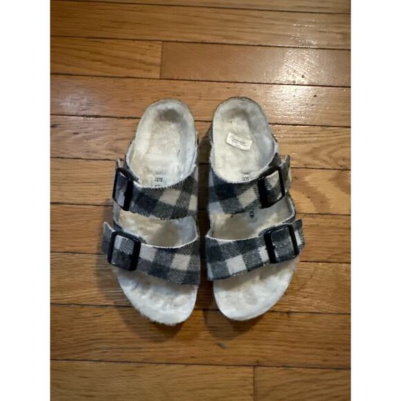 Womens Size 37 Birkenstock Arizona Rivet Plaid Shearling - Picture 3 of 6